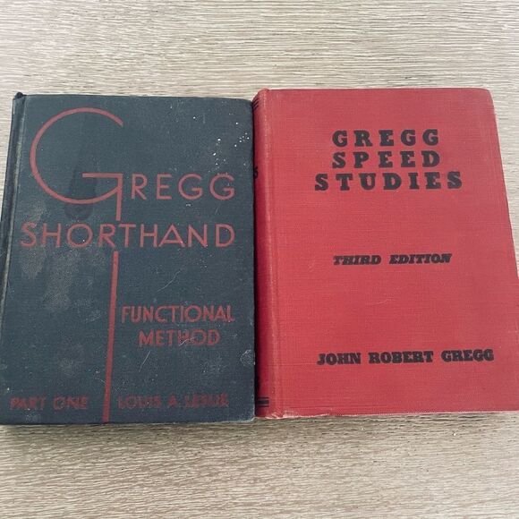 2 Vintage Antique Gregg Shorthand Speed Studies Textbooks Lot - Picture 1 of 7